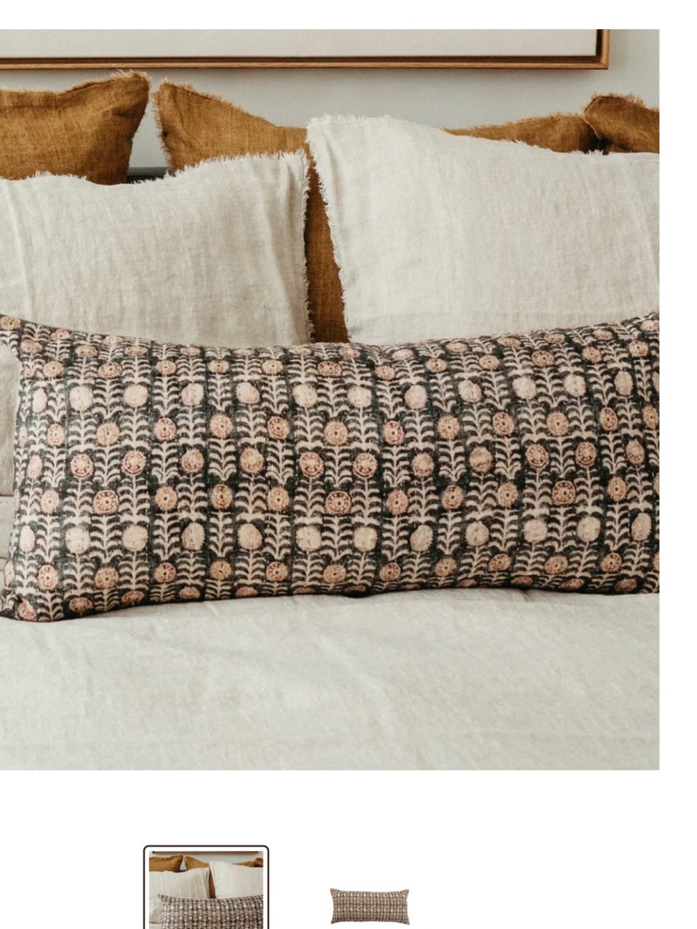 Indaba florio Lumbar Pillow in green and Blush